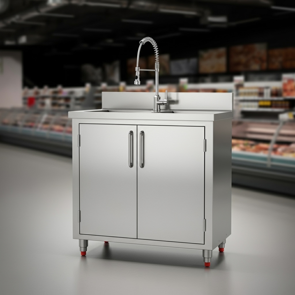 Pulizia e Sanificazione - Lavello inox armadiato a pedale HACCP